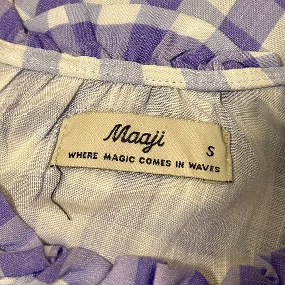 NEW Maaji Seersucker Magnolia Mini Cover Up dress Size S l Purple Gingham - Picture 9 of 9